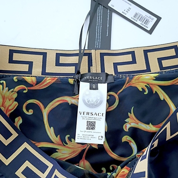 NWT Versace Greca Border Medusa Dark Blue/Gold Swim Shorts Bathing Suit Si… - Picture 6 of 7